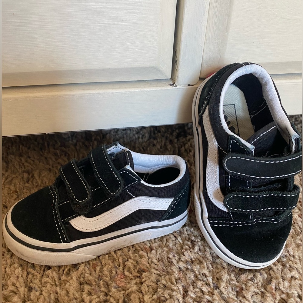 Black and white toddler Vans